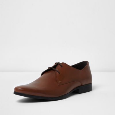 Brown smart leather derby shoes
